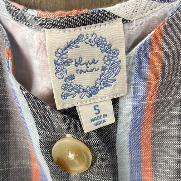 FRANCESCA’S Blue Rain Maya Button Down 100% Cotton Stripped Dress Size Small - Picture 8 of 16